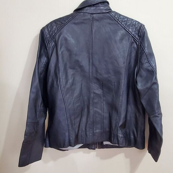 Carbon 2 Cobalt Womens Size XL Printemps Leather Jacket Lined Black Quilted Zip - Picture 6 of 12